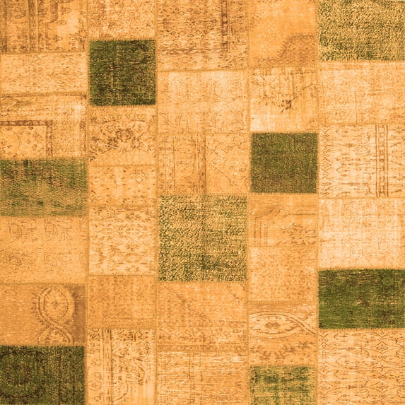 Ahgly Company Indoor Square Patchwork Orange Transitional Area Rugs, 5' Square