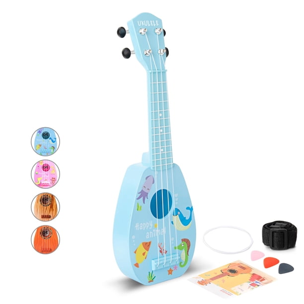 Guitarra de juguete YOLOPARK 17 Kids para niñas y niños con 4 cuerdas azul