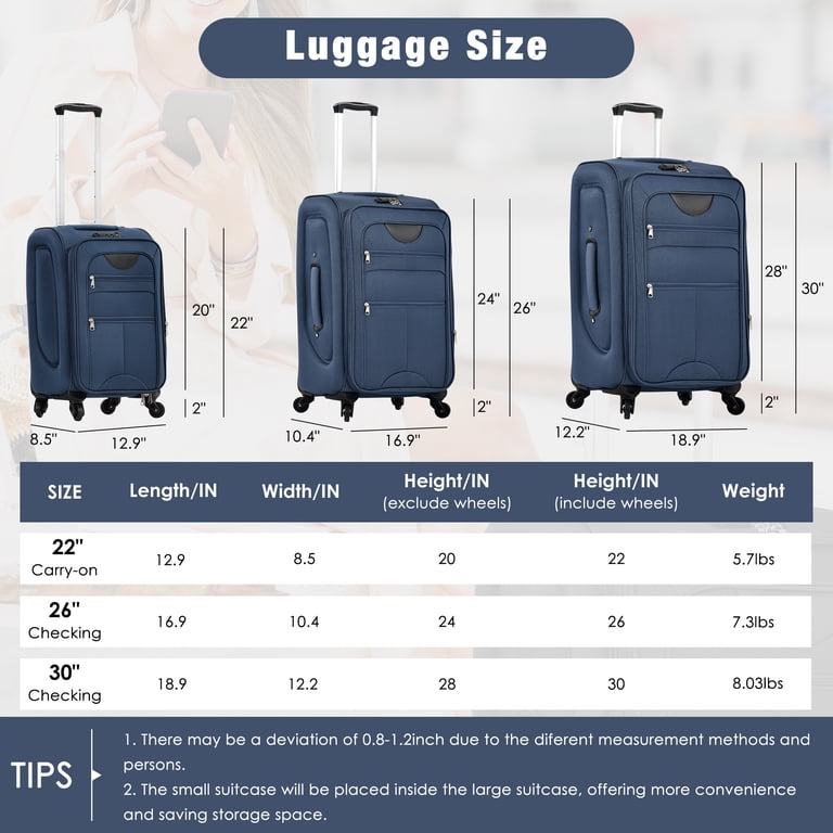 EUROCO 5-Piece Softside Luggage Set, Dark Blue photo 8