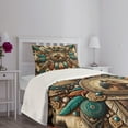 thumbnail image 3 of Ambesonne Rustic Quilted Bedspread Set 2 Pcs, Wild West Horse Feathers, Twin Size, Teal Dark Taupe Cinnamon, 3 of 5