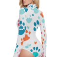 thumbnail image 4 of Claws Print Women's Mock Turtle Neck Long Sleeve Tops Bodysuit Jumpsuit One Piece Leotards Shirt, 4 of 8