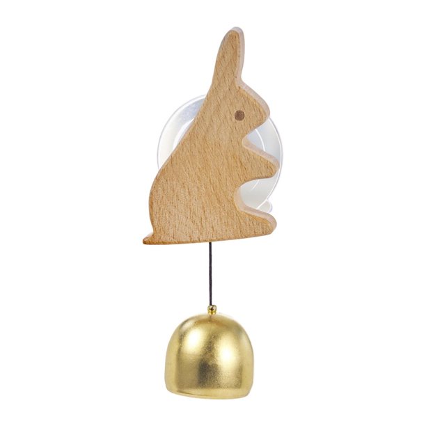 Timbre de madera decorativo con ventosa para puerta, creativo y colgante. Conejito