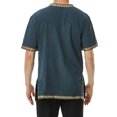 thumbnail image 2 of Camisas de Manga Corta de los Hombres Estilo Étnico Impreso Hendidura Cuello en V, Ligero Top Transpirable para la Primavera Y el Verano, 2 of 5