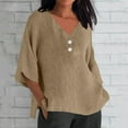 thumbnail image 5 of yunLCZ Women Shirts Summer Women's 7 Quarter Sleeve V Neck Solid Color Loose Top T Shirt Casual Shirt, 5 of 5