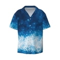 thumbnail image 2 of Lsque Blue Glitter Sparkles print Men's Cuban Collar Short Sleeve Shirt Summer Beachwear Casual Button Down Fashionable Vacation Leisure Shirt-Small, 2 of 7