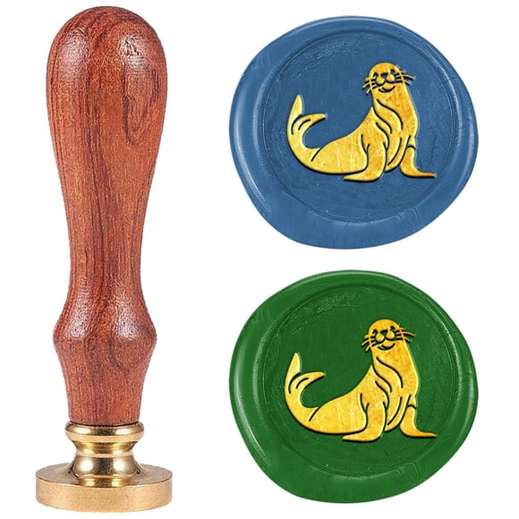 Sea Lion Wax Seal Stamp Embossed Stamp Sealing Removable 1" Sea Animals Novelty Brass Wax Seal Stamp Head Sealing Wax for Invitations Envelopes Gift Packing Craft Adhesive Waxing
