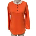 thumbnail image 4 of FRSASU Long Sleeve Shirts for Women Waffle Tops Dressy Casual T-Shirts Blouses Spring Lightweight T-shirt Tops Orange, 4 of 5