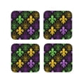thumbnail image 2 of Disketp Mardi Gras1 Funny Coasters,4 Pcs Leather Coasters With Holder, Perfect Housewarming Hostess Gifts,Protect Furniture From Water Marks Scratch And Damage, 2 of 9
