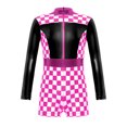 thumbnail image 1 of YONGHS Girls Racer Jumpsuit Kids Race Car Racer Driver Outfits Long Sleeve Checkerboard Unitard Black 6, 1 of 7