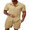 Khaki Color, variant on LYMAYTER Men's Casual Shirt   Short Sets Summer Vacation Beach Combo Suits 2-Piece