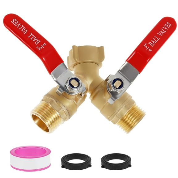 TMWEFUSC 2 Way Brass Garden Hose Splitter Heavy Duty Long Handle Hose Y Splitter With 3/4 Inch GHT Thread for Most Garden Tube