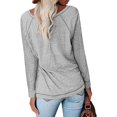 thumbnail image 3 of Chemises à Manches Longues pour Femmes Col Ras du Cou Raglan Casual Tunique en Coton en Vrac T-Shirt d'Automne, 3 of 4