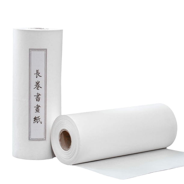 KYMY Rollo de papel de caligrafía china/japonesa Rollo de escritura Papel Xuan Papel Sumi/Papel Xuan/Papel de arroz Rollo de tinta de pincel de desplazamiento largo chino Papel Xuan-35 cm X 25 m Medio