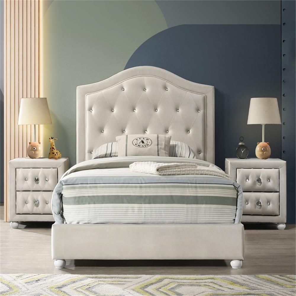 ACME Reggie Twin Bed in Beige Fabric