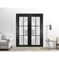 thumbnail image 3 of Sliding Closet Bypass Doors 64 x 80 inches | Planum 2122 Matte Black Frosted Glass | Sturdy Rails Moldings Trims Hardware Set | Wood Solid Bedroom Wardrobe Doors, 3 of 6