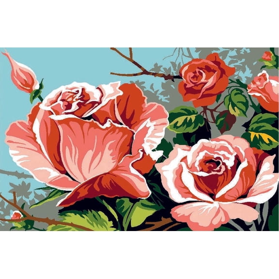 Needlepoint canvas for halfstitch without yarn Roses SEU928.339 Seg De Paris Printed Tapestry Canvas