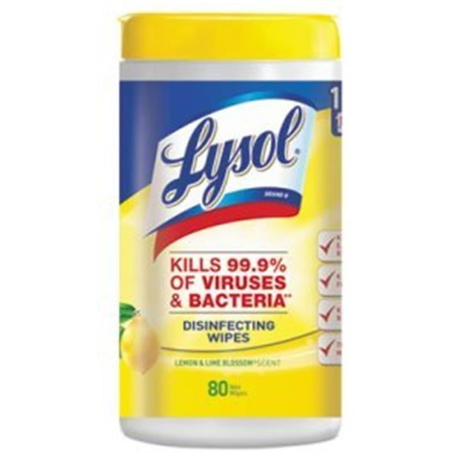 Reckitt Benckiser 3064739 77182 Lemon And Lime Blossom Lysol Sanitizing Wipes White 80 Count