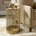 thumbnail image 2 of Bowery Hill Modern 14" Round Glass Top Accent End Table in Gold, 2 of 3