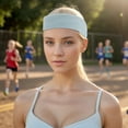 thumbnail image 2 of Unique Bargains 1 Set Breathable Headband with Wristband Sweat Headband for Sport Sky Blue, 2 of 6