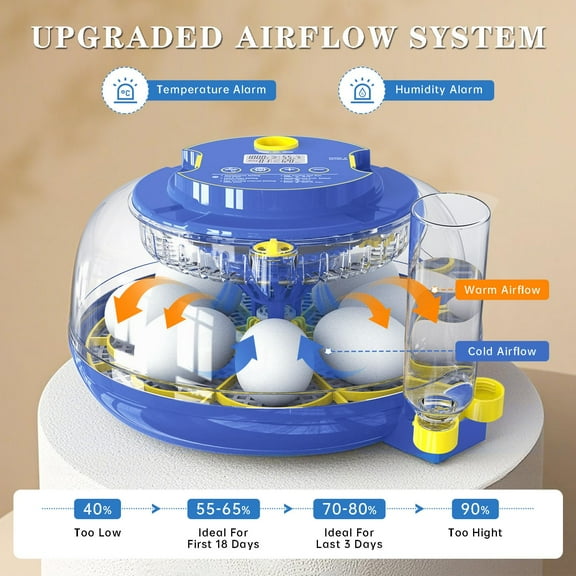 18- Incubator with Auto  Turning & Humidity Control for Chicken, Duck, Goose, Quail Eggs