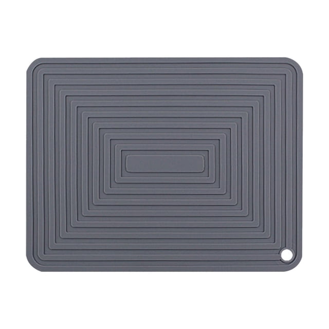 Inteprter Waterproof Dish Drying Mat Hot Pot Holder Dish Heat Resistant Mat Draining Suministros de limpieza para el hogar Gris 29x23x0.35cm