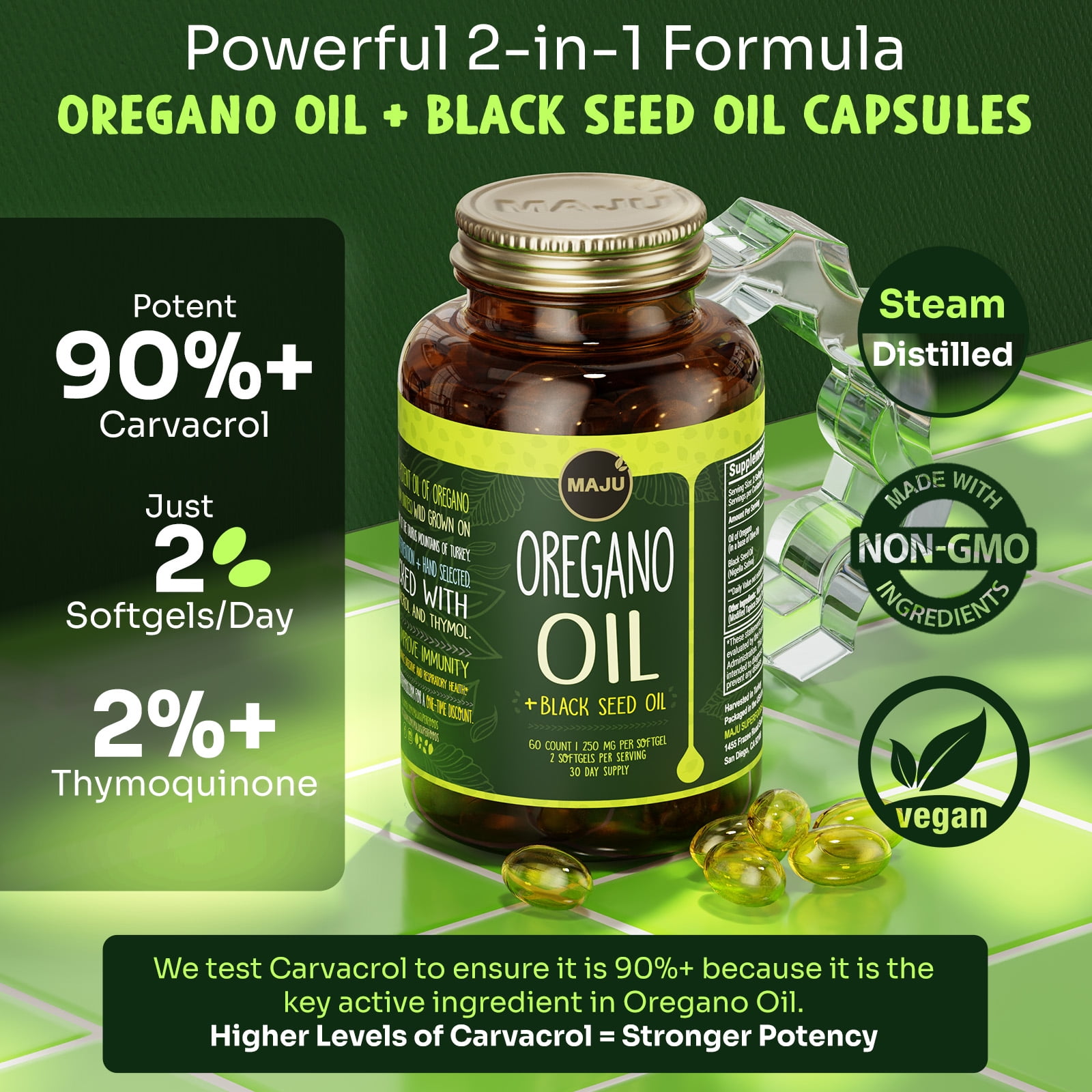 Maju Superfoods Oregano Oil Softgels, 60 Count