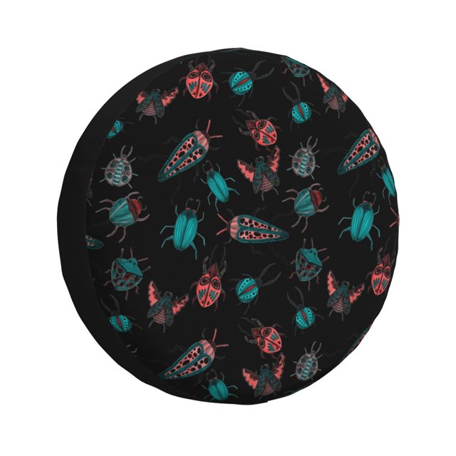 Fotbe Colorful Insect Funda de Llanta de Repuesto con Estampado, Engrosada, Ajuste Universal para Jeep, Remolque, RV, SUV, Camión-15 inch