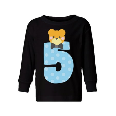 

Awkward Styles Fifth Birthday Boy Toddler Long Sleeve Shirt Funny Bear Kids T-Shirt