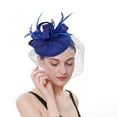 thumbnail image 4 of TODOZO Fascinators Tea Party Hat for Women - Kentucky Church Derby Hats Flower Mesh Feather Headband for Ladies Girls Hats for Fascinators Pillbox Flower Hat for Tea Wedding Church Blue, 4 of 7