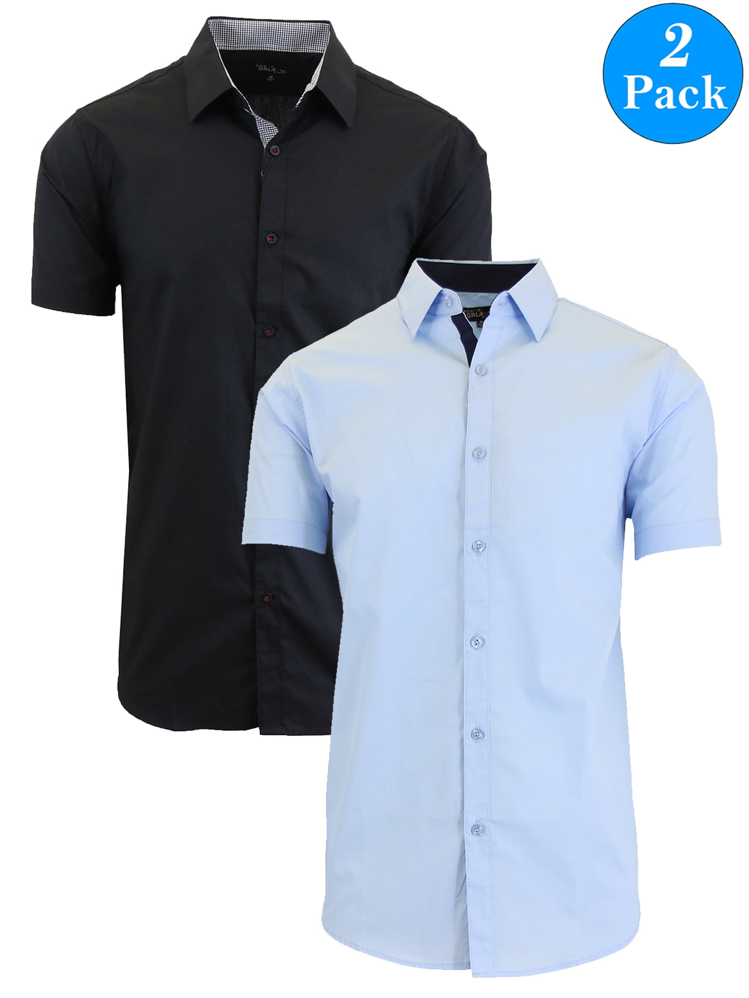 GBH - Men's Short Sleeve Slim-Fit Solid Dress Shirts (2-Pack) - Walmart