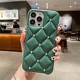 thumbnail image 1 of Funda de teléfono con textura de cuero para iPhone, cubierta trasera a prueba de golpes, Color sólido, mate, 3D, diamante, celosía, iPhone 12, 13, 14 Pro Max, 11 Fivean unisex, 1 of 2
