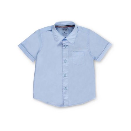 French Toast Boys' Short Sleeve Classic Poplin Dress Shirt (Standard & Husky), Light Blue, 6