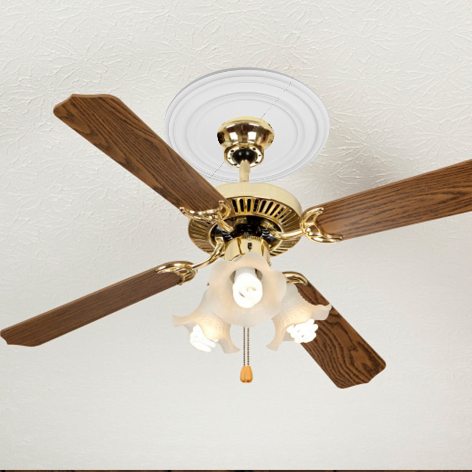 12Inch Home Round Split Medallion Pu Decorative Ceiling Fan Light Fixtures Cover Plate Ceiling Canopy Plate For Chandelier