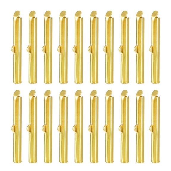 60Pack Slide on End Clasps, 35mm Tube Ball Bead Slider Crimp Ends, Gold Tone