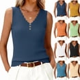 thumbnail image 2 of Womens Sleeveless Sweater Vest V Neck Button Down Casual Loose Knit Summer Trendy Tank Tops,Blue M, 2 of 6