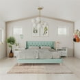 thumbnail image 3 of Novogratz Her Majesty Tufted Upholstered Bed Frame, King, Light Green Linen, 3 of 20