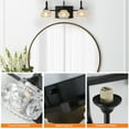 thumbnail image 5 of ACE-LIGHTS,Retro 3-Light Bathroom Vanity Light Fixture with Crystal Glass Shades(Bulbs Not Included),Wall Mounted Lighting for Bathroom,Dressing Room,Powder Room and Vanity Mirror(Black）, 5 of 8