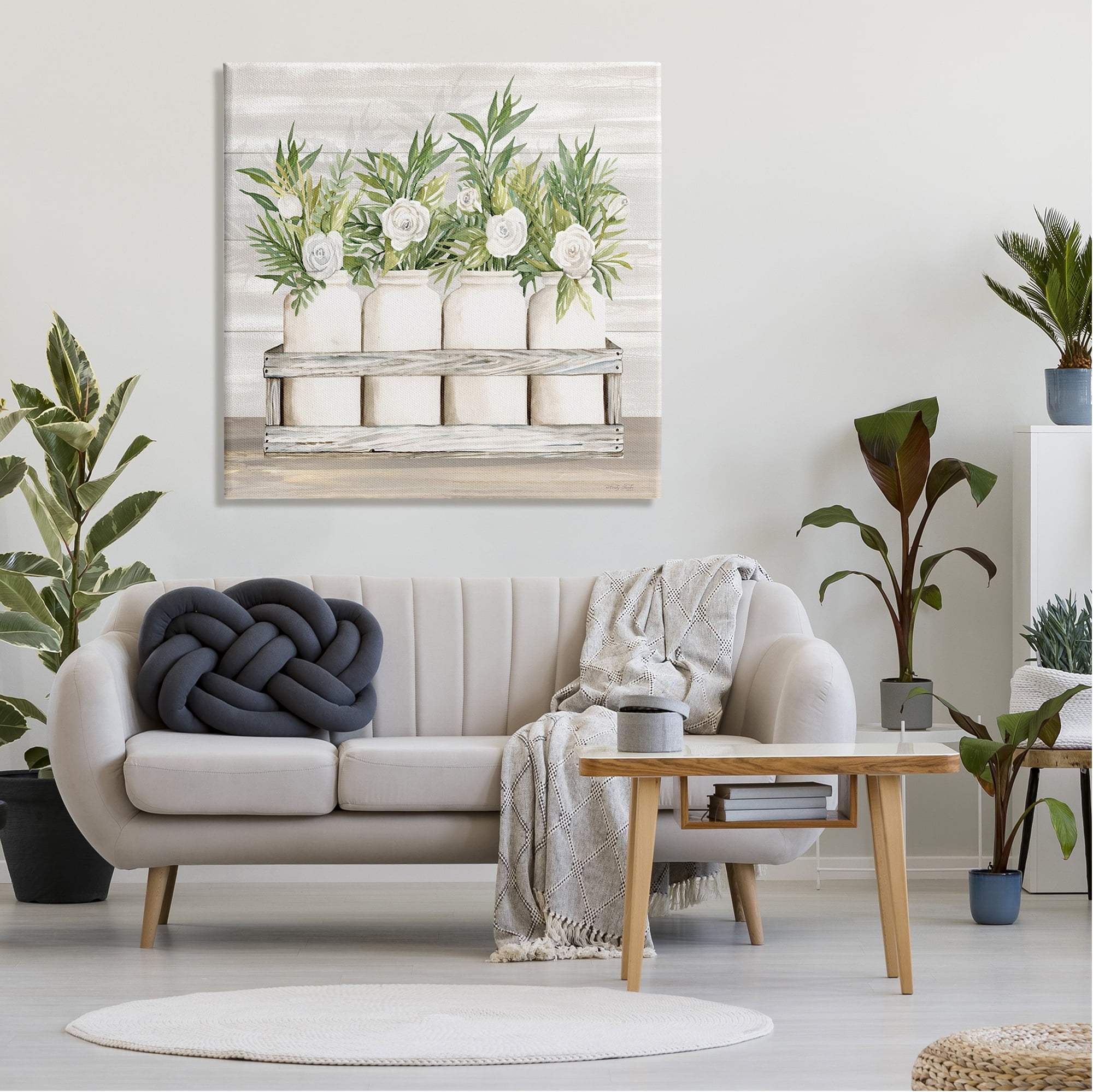 Stupell Industries Herbs & Florals Jars Botanical & Floral Painting Gallery Wrapped Canvas Art Print Wall Art, 36 x 36