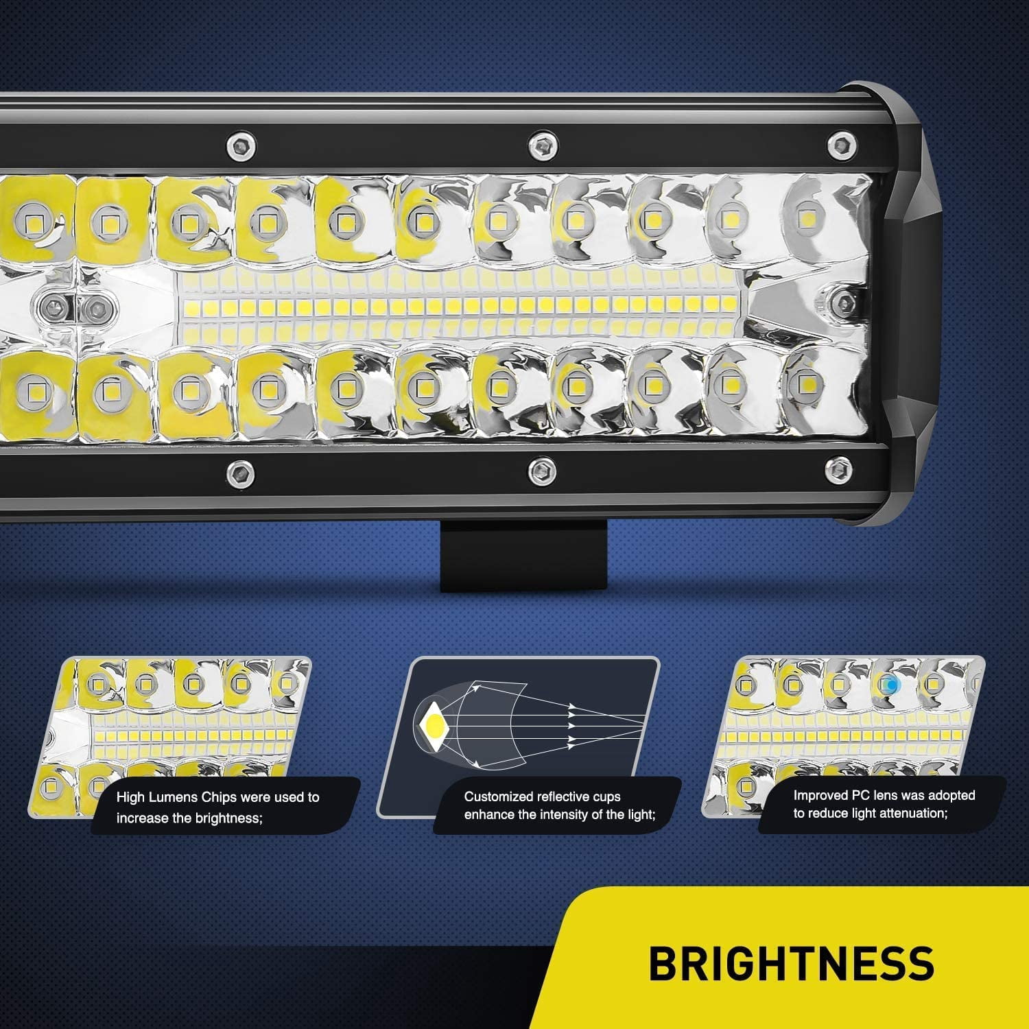 Nilight 12 Inch 300W LED Light Bar Triple Row Flood Spot Combo, Aluminum Housing, IP67 Waterproof, 30000LM