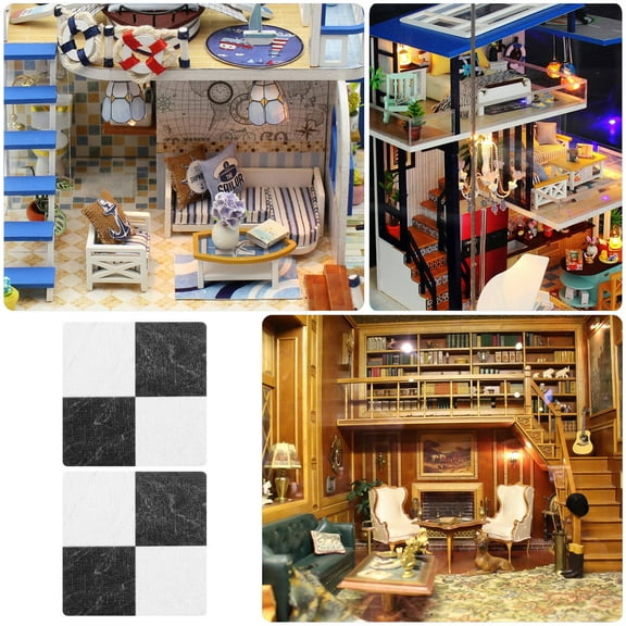 FRCOLOR Black Wooden Mini Floorboard for Crafts and Decor 9pcs Miniature House Flooring Accessories