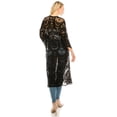 thumbnail image 4 of Long Boho Kimono Crochet Cardigan Lacy Tie Front Black, 4 of 4