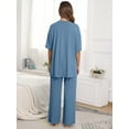 thumbnail image 4 of MINTREUS Lounge Sets for Women Knit Short Sleeve Tops and Long Pants Soft Comfy Pajamas Set Oversized 2 Piece Outfits S-4X, 4 of 8