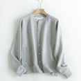 thumbnail image 2 of Enjoytime Lightweight Jacket Women Solid Color Long Sleeve Button Down Sweatshirt Fall Casual Loose Outwear with Pockets, 2 of 5