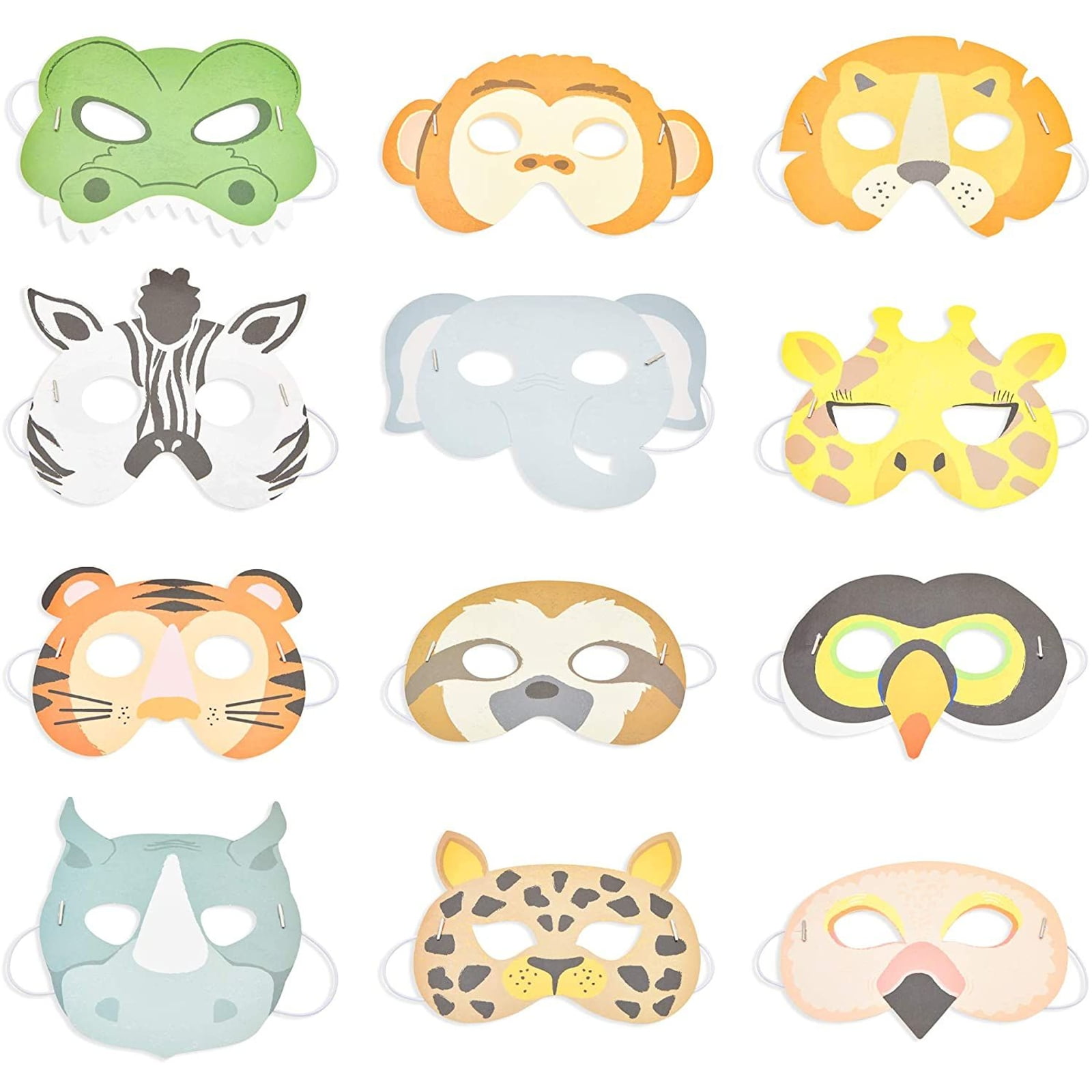 24 Pack Safari Themed Birthday Photo Booth Props, Eye Coverings for Costumes, Dress Up, 7 x 5.25 in