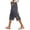Dark Gray, variant on Women’s Solid Color Elastic Waist Loose Fit Side Button Functional Three Quarter Casual Pants