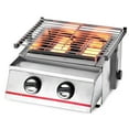 thumbnail image 4 of Portable Smokeless Gas BBQ Grill, Stainless Steel Tabletop Outdoor Barbecue Smoker BBQ Kabab Grill with 2 Burners for Camping Picnics, 4 of 11