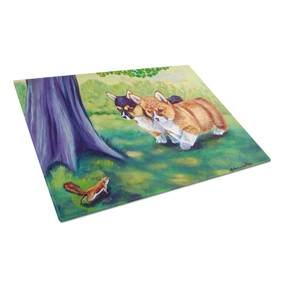 Caroline's Treasures Corgi Glass Cutting Board Large