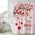 thumbnail image 6 of Mother's Day Shower Curtain Set - Standard 72" x 72" Washable Bathtub Curtain with 12 Hooks, Romance Love Tree Branches Pink Waterproof Fabric Stall Shower Curtains for Bathroom/Bathtub Décor, 6 of 6