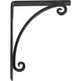 thumbnail image 3 of Ekena Millwork 1 1/2"W x 7 1/2"D x 10"H Legacy Wrought Iron Bracket, (Single center brace), Powder Coated Black, 3 of 11