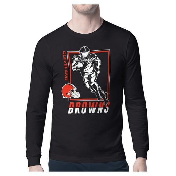 Men's-Starter Black Cleveland Browns Long Sleeve T-Shirt